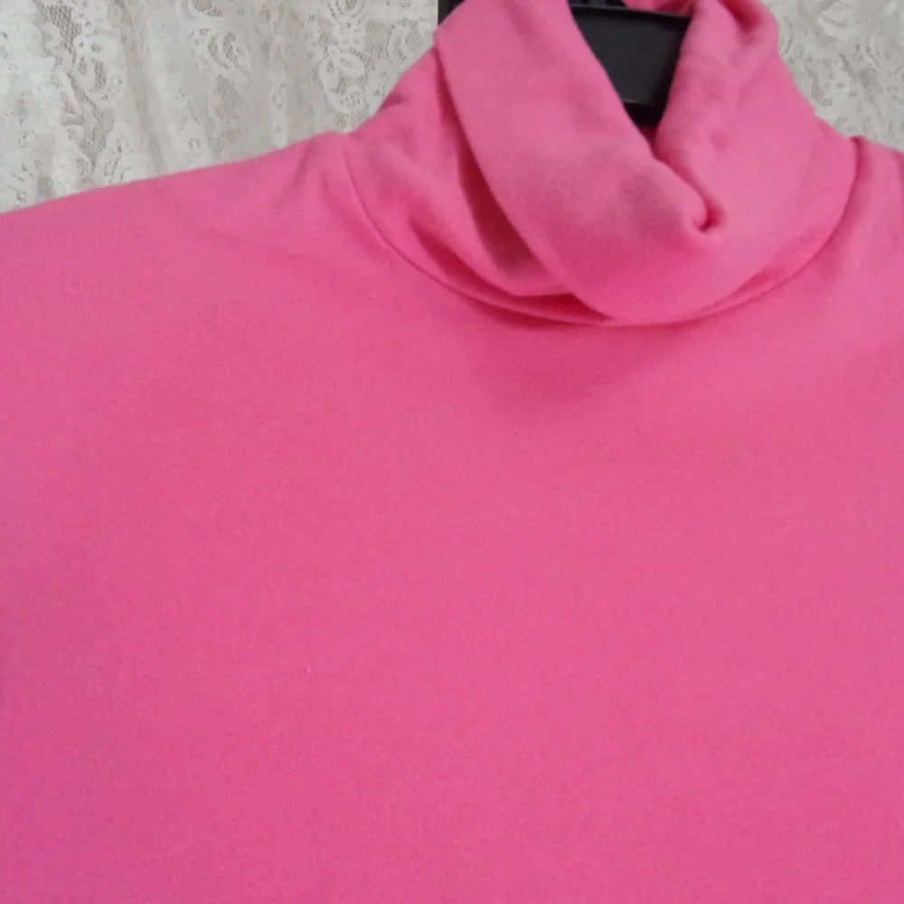 NY & CO Hot Pink Turtleneck Cotton Blend Top Size XL   NWOT